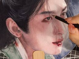 夏天的团扇 李莲花 水彩