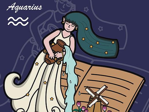 十二星语｜星座与不同国家特色结合的插画