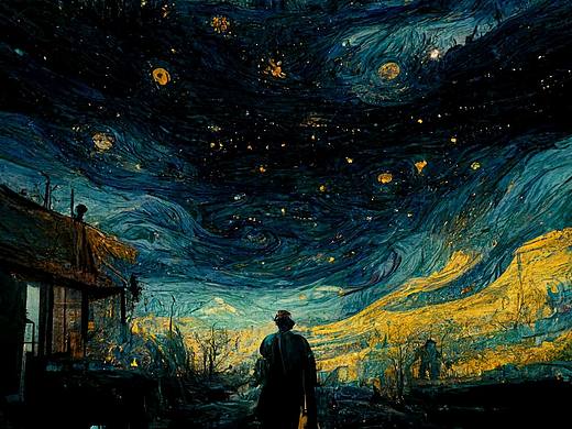 再现梵高《星月夜》