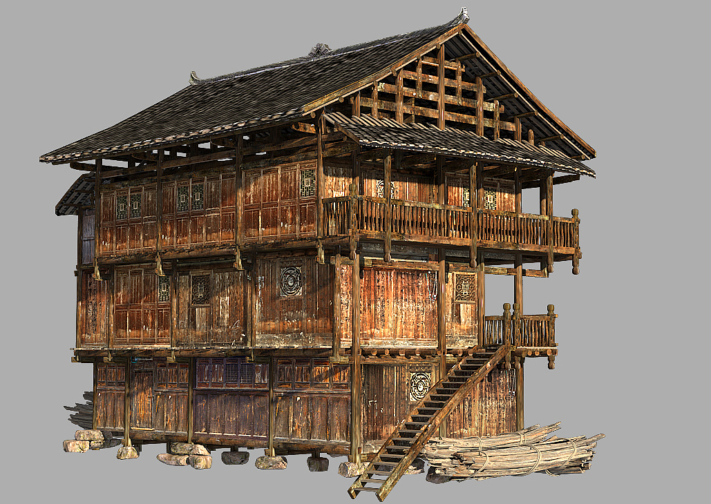 西南民居（图ZOTE0NTI0ODQ=） - 建筑/空间 - 站酷设计师大力丸CG原创素材 - 站酷ZCOOL