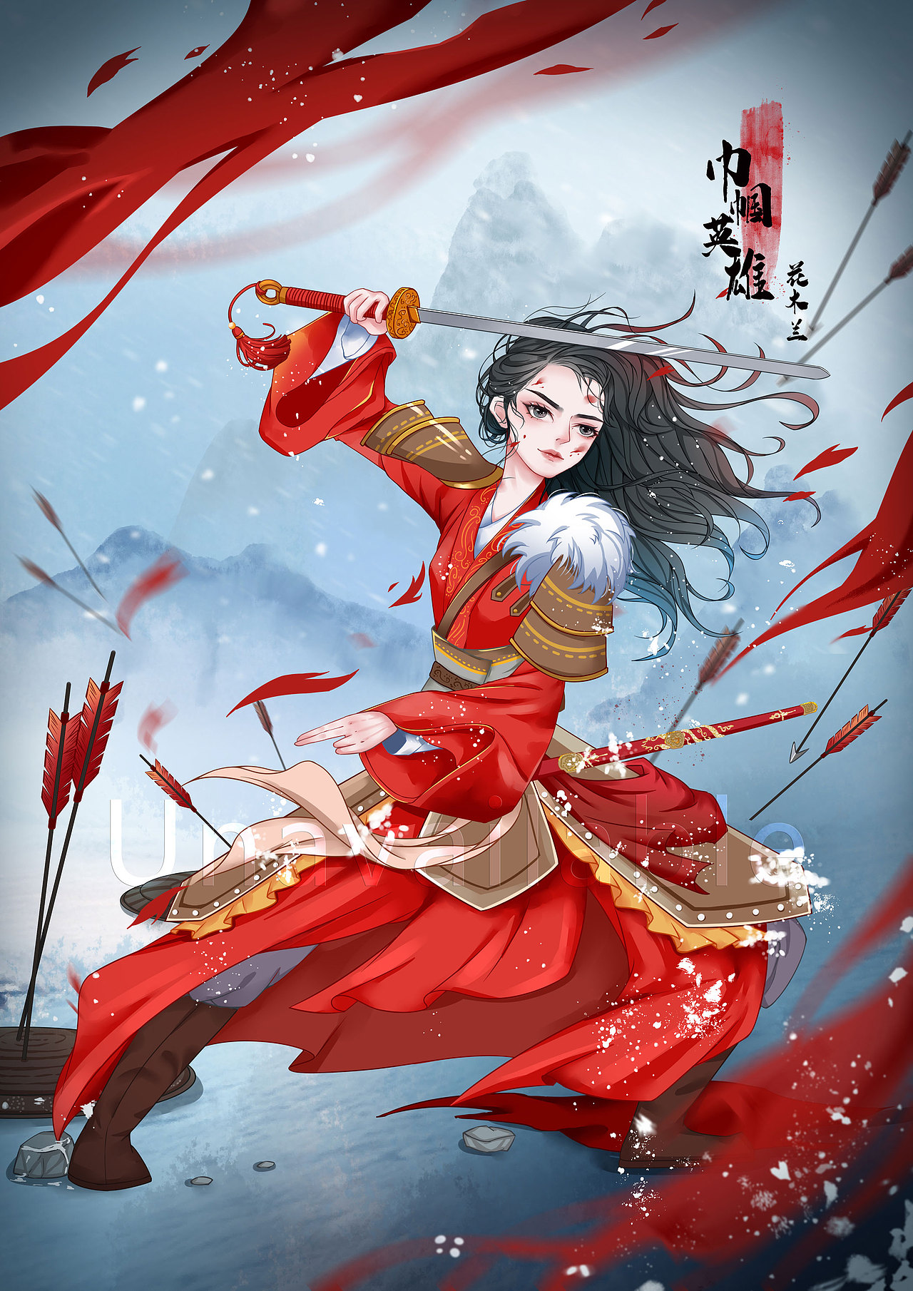 巾帼英雄 花木兰 穆桂英|插画|商业插画|可喵子_原创作品-站酷zcool
