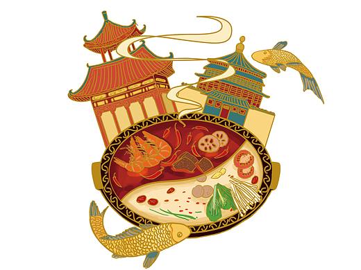 <尝天下> 火锅元素插画