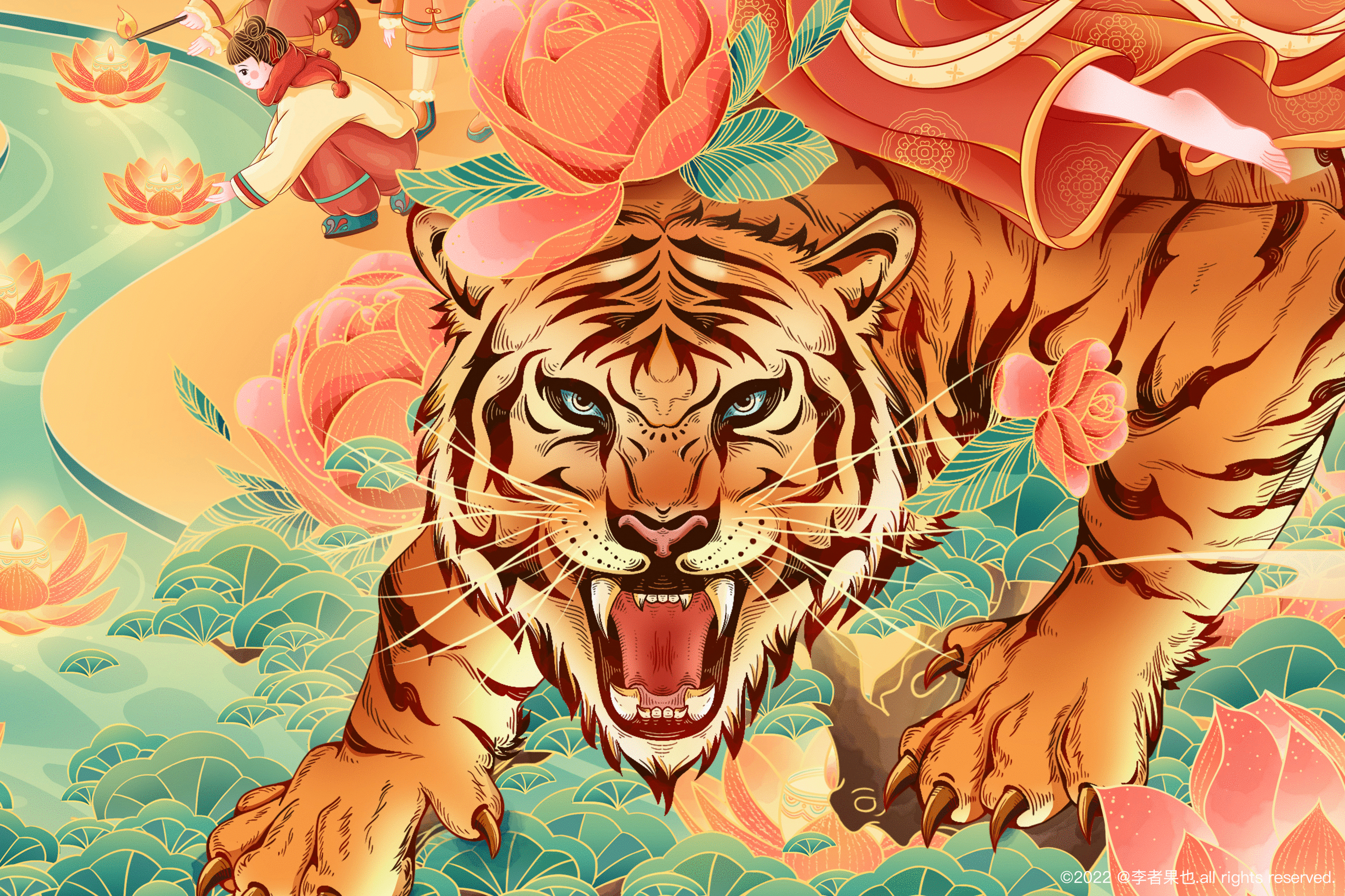 福虎迎春-新年贺图（图ZMjg0ODA3ODg4） - 商业插画 - 站酷设计师李者果也原创素材 - 站酷ZCOOL