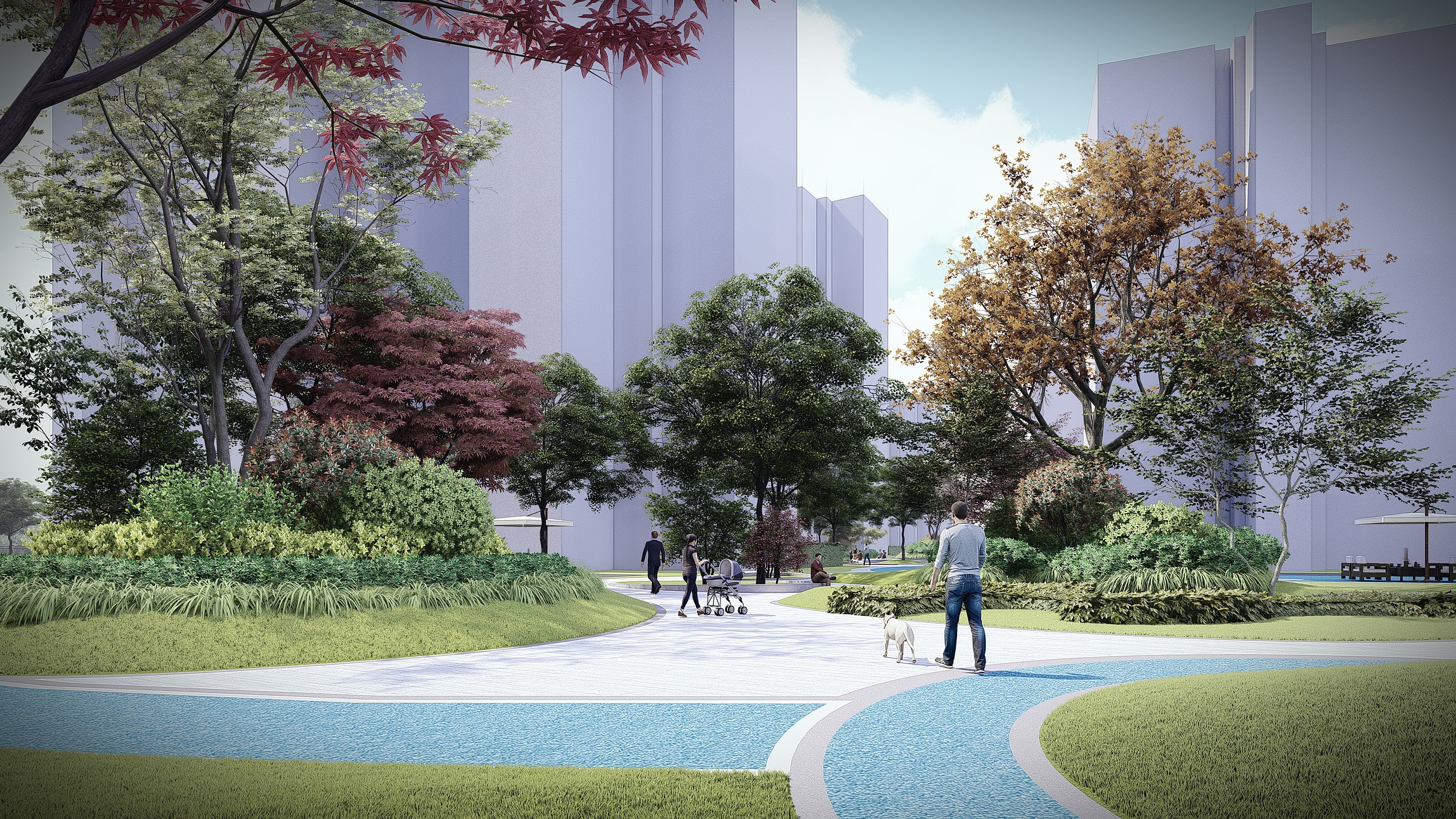 小区景观人视图小渲