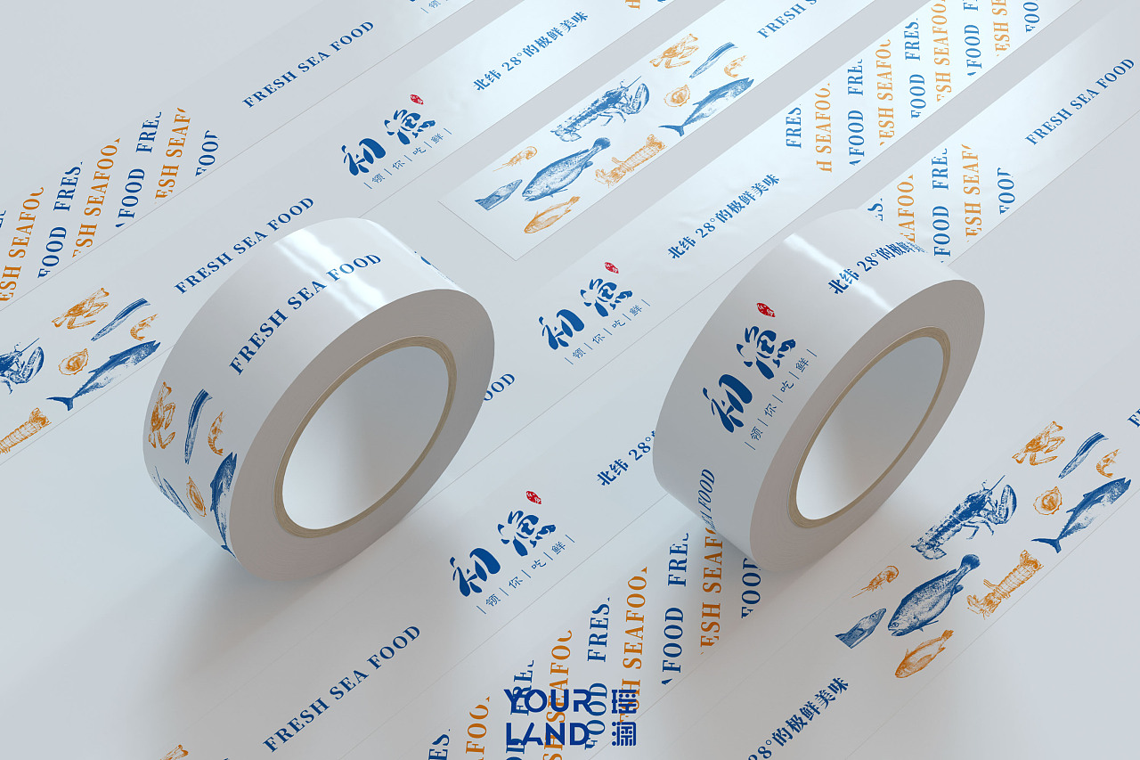 初渔海鲜产品包装视觉素描感插画:kv 海报 胶带|插画|商业插画|你韩