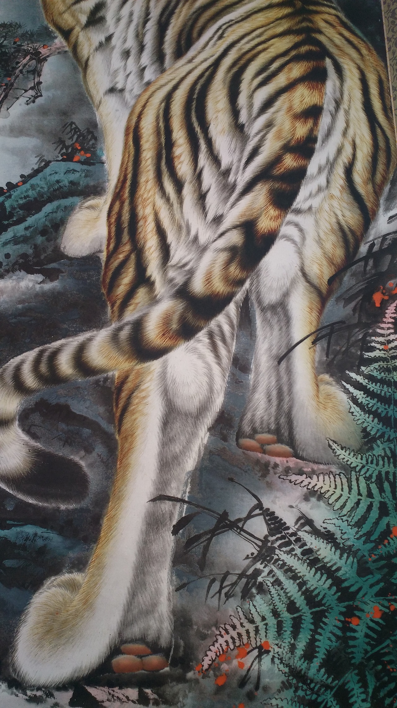 工笔国画猛虎下山壁画