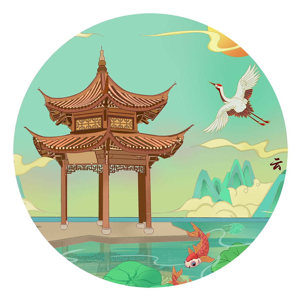 国风建筑类插画