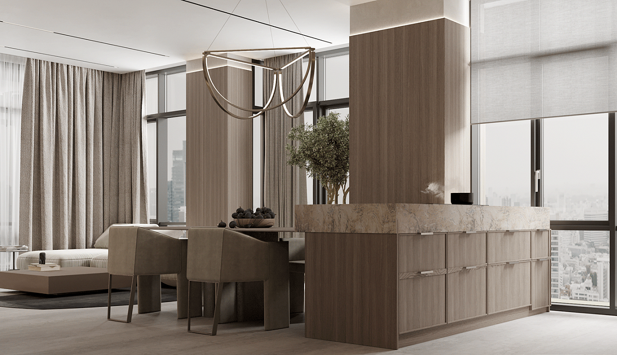 现代质感空间,暖木色系