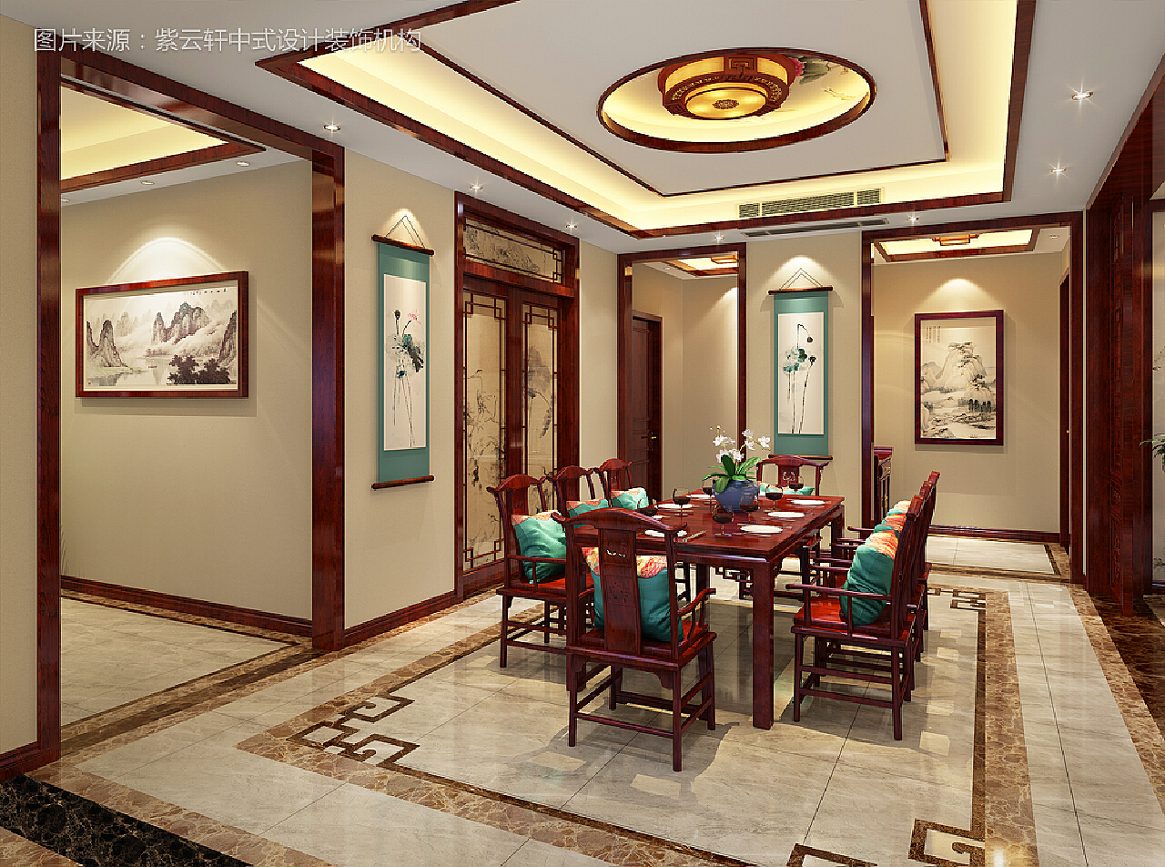 中式古典三居室客厅书柜装修效果图大全-房天下装修效果图