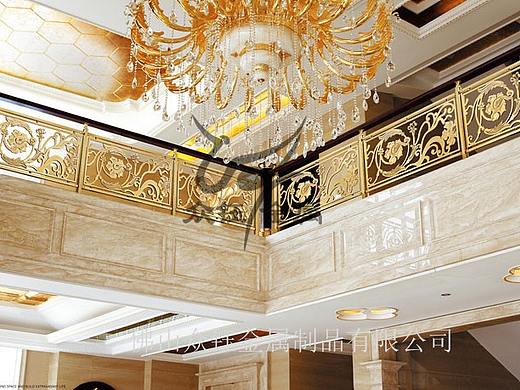 欧式宫廷铝铜艺雕花楼梯护栏镀金艺术系列展示