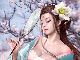 原創(chuàng)的古風(fēng)插畫藝術(shù)作品 唯美的超寫實系漢服女神