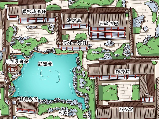 三宝景区手绘地图|插画|商业插画|懒得起名儿_原创作品-站酷zcool