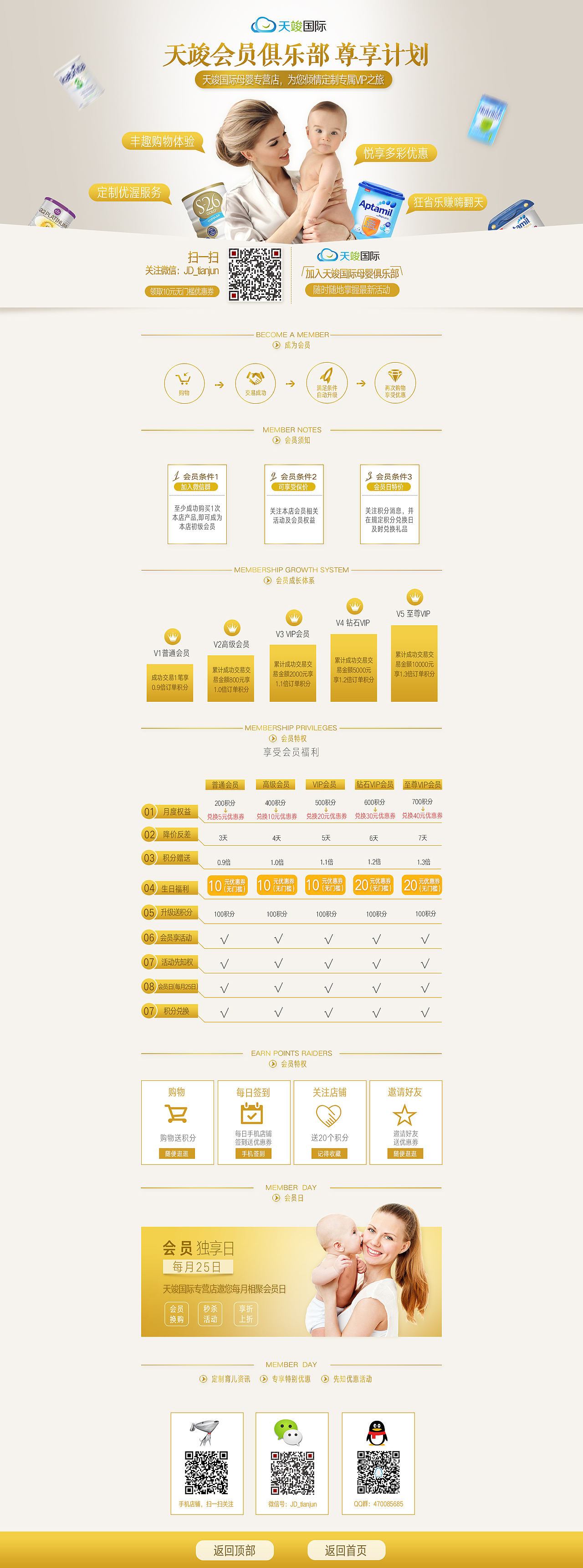 天竣会员特权页面