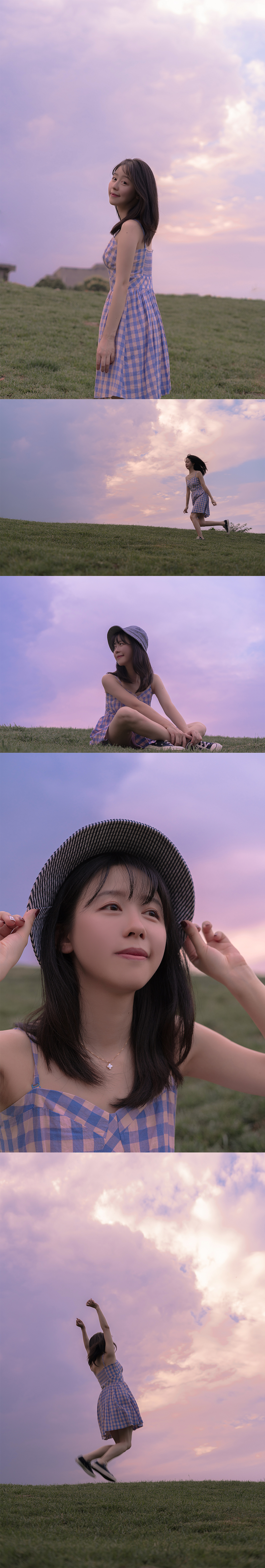 喜欢的紫色,夕阳下的少女