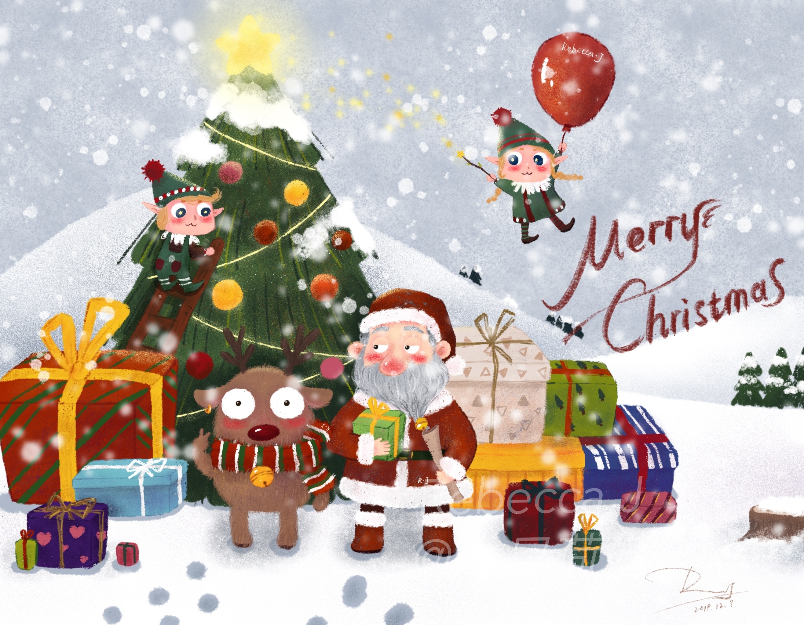 【圣诞插画】请注意查收您的圣诞礼物_MAXYEYI-站酷ZCOOL