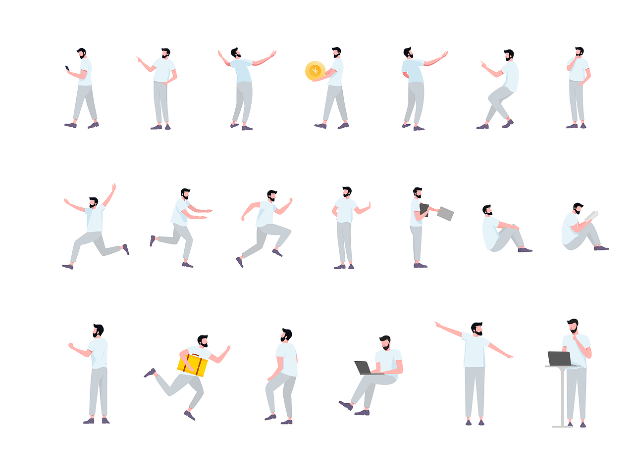 人物动作插画