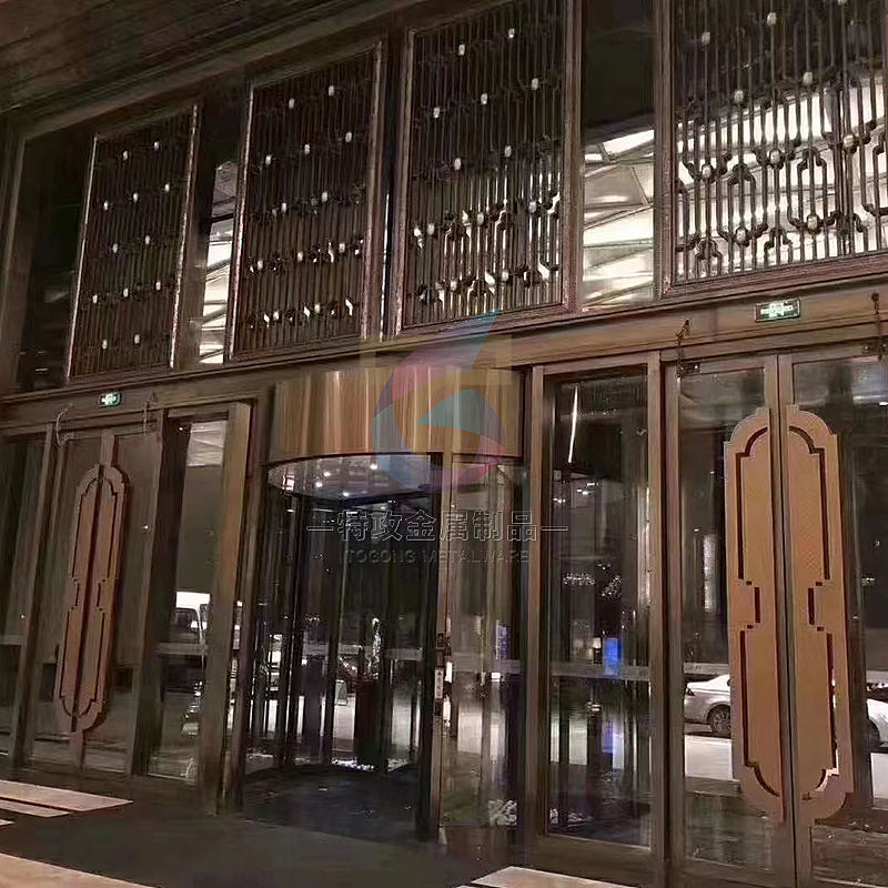 酒店大门新中式不锈钢屏风花格厂家定制