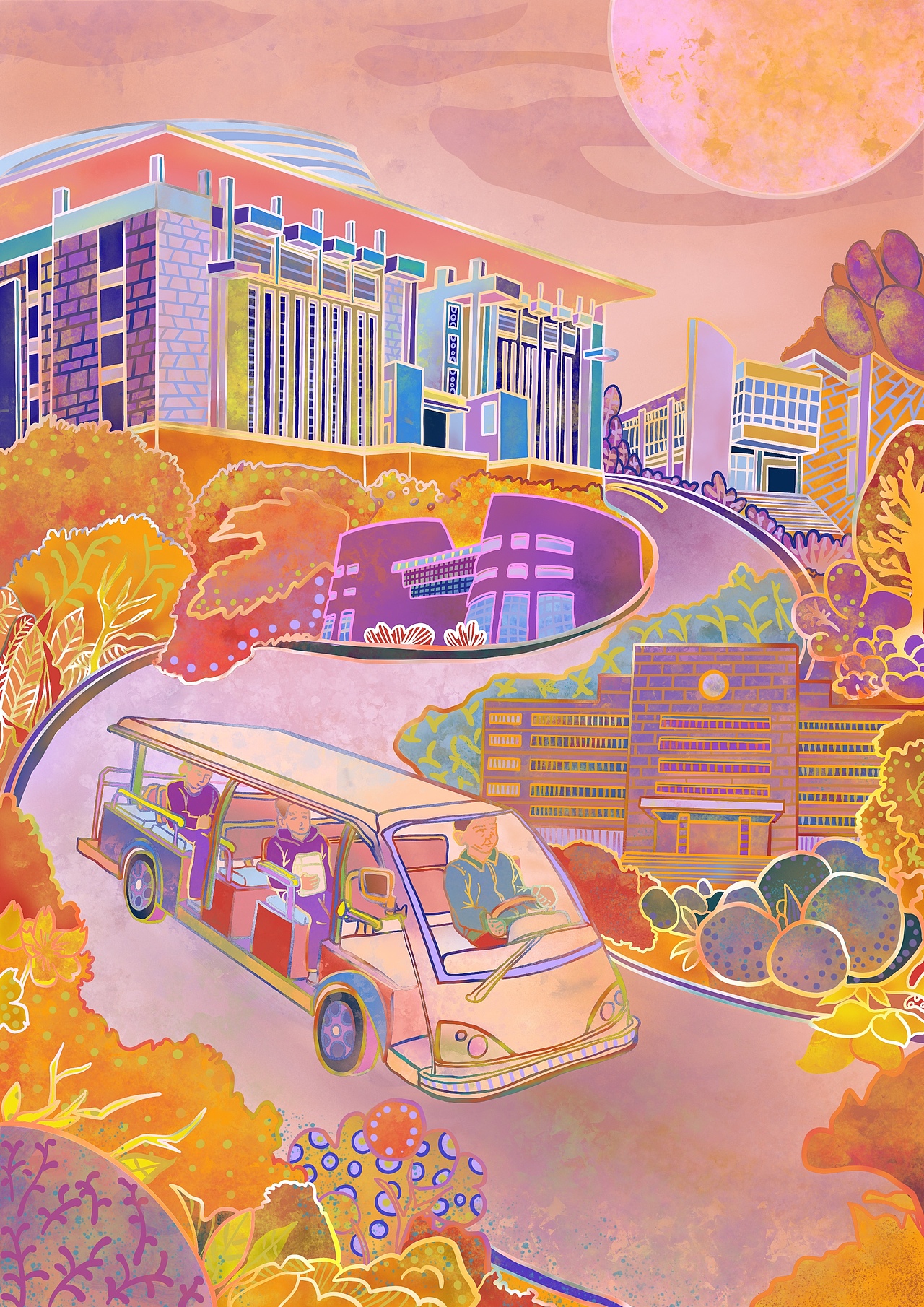 一组校园为主题的插画设计