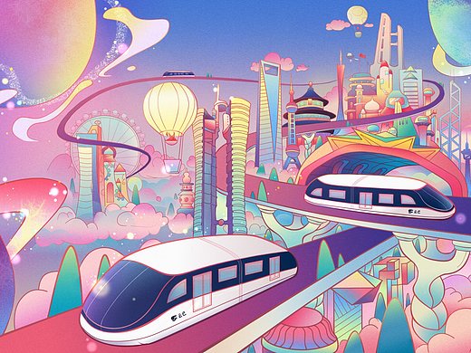 《暮光之境》byd筑梦云端,城就未来创意插画