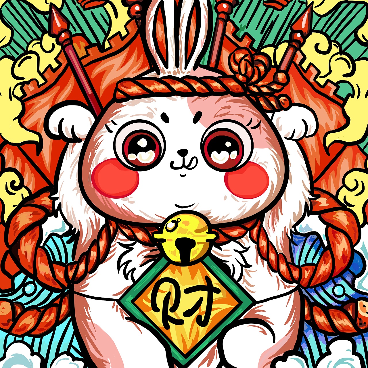 兔子和熊卡通可爱贴纸_阿茹生肖IP-站酷ZCOOL