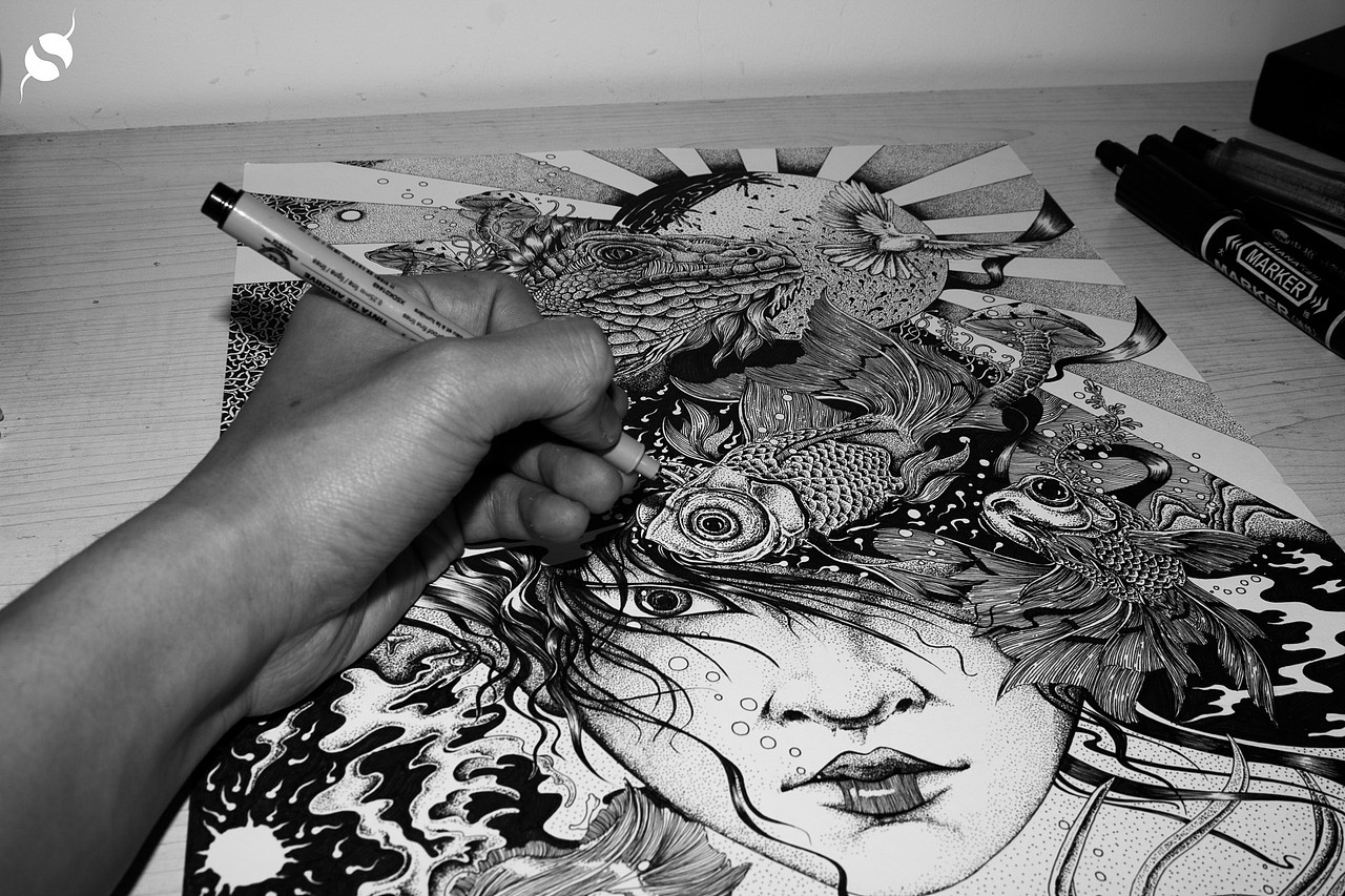 《孕育》针管笔插画作品（内含过程图）（图ZNDk2MzgxMTI=） - 商业插画 - 站酷设计师守望者Swangzhe原创素材 - 站酷ZCOOL