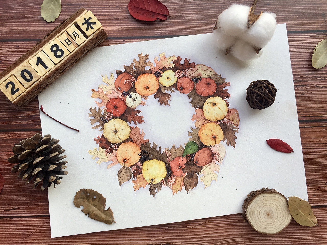 花环过程图（图ZMTUxNjk4MDg0） - 绘画 - 站酷设计师鹿芩水彩原创素材 - 站酷ZCOOL