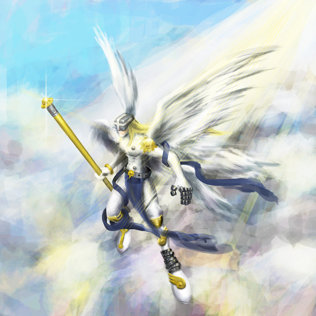 第一次用手绘板画了一个那个啥,天使兽= =