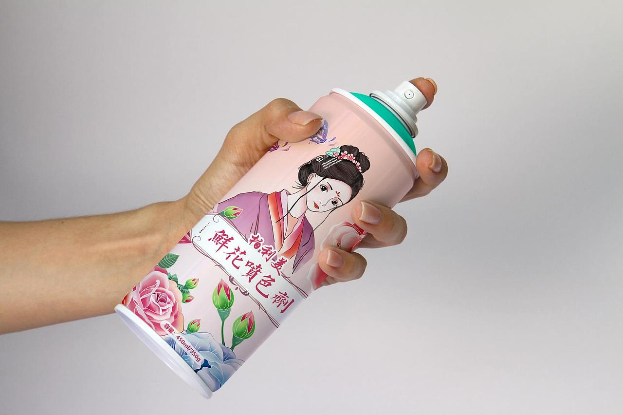 鲜花油漆喷剂包装设计（图ZMjgwMDUyMTcy） - 包装 - 站酷设计师居居是大鹅原创素材 - 站酷ZCOOL