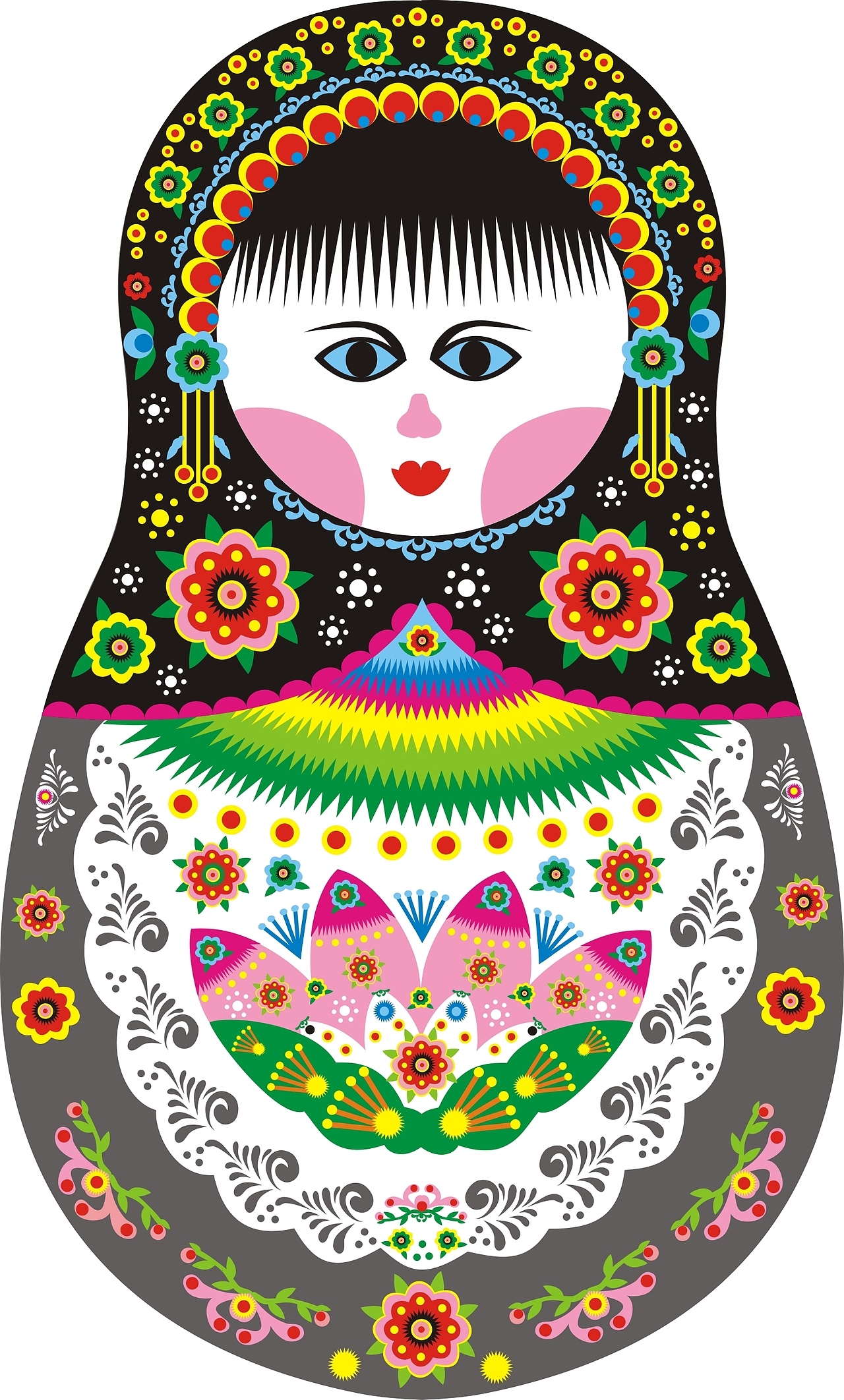 库淑兰剪纸风格之俄罗斯套娃