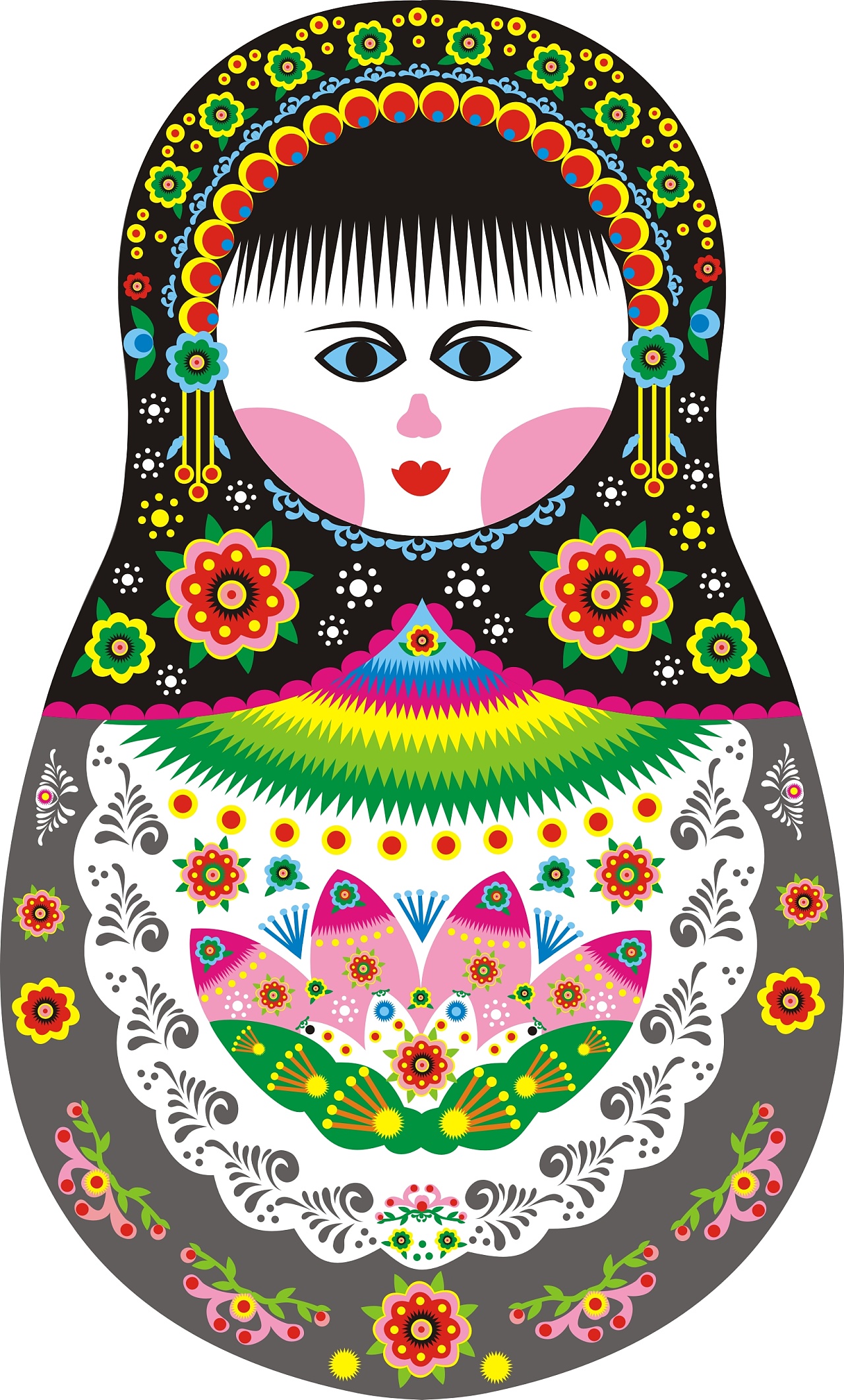 库淑兰剪纸风格之俄罗斯套娃