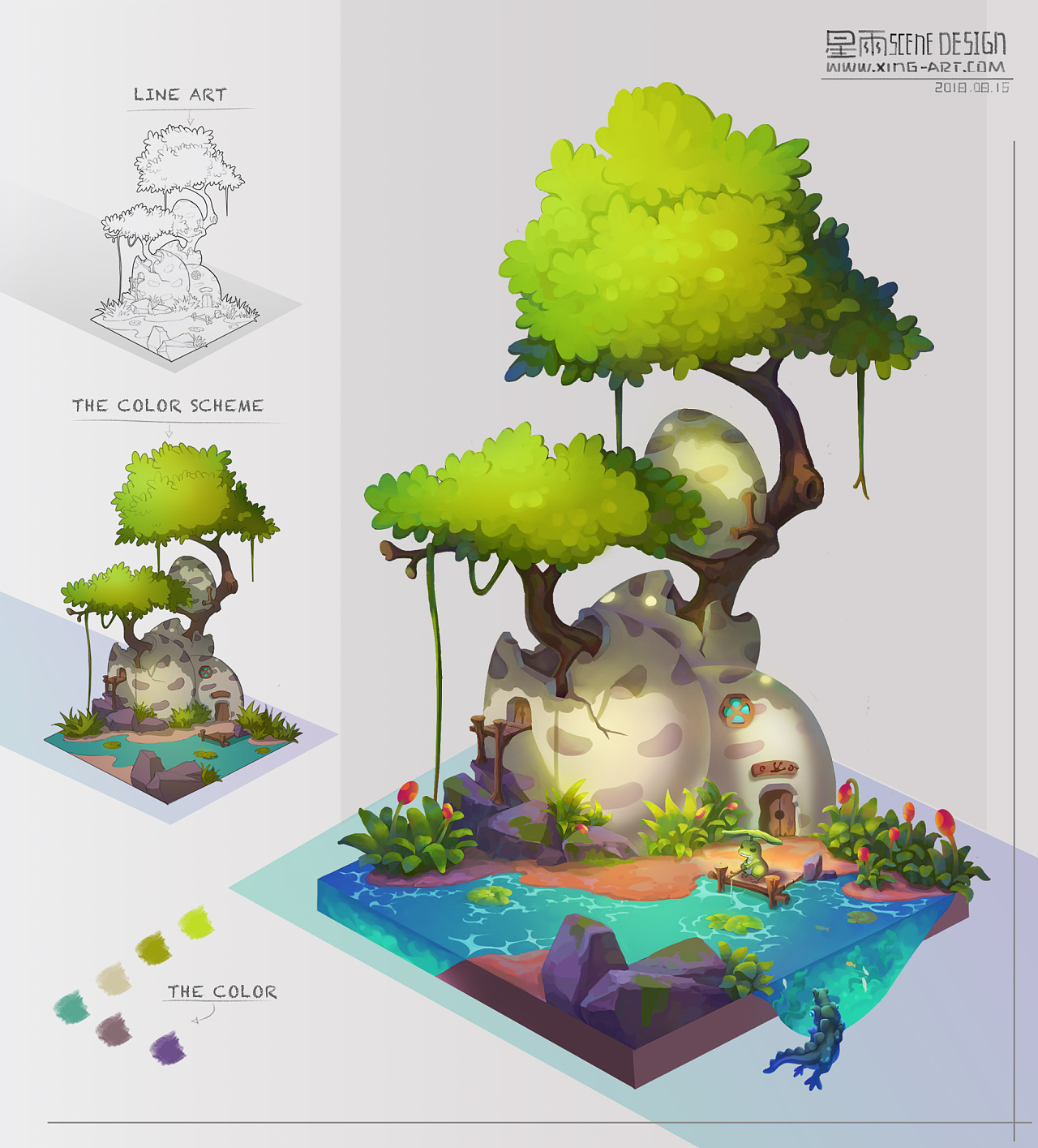 星雨场景班学员q版小片区设计作业选登|插画|游戏原画|星雨cg艺术中心