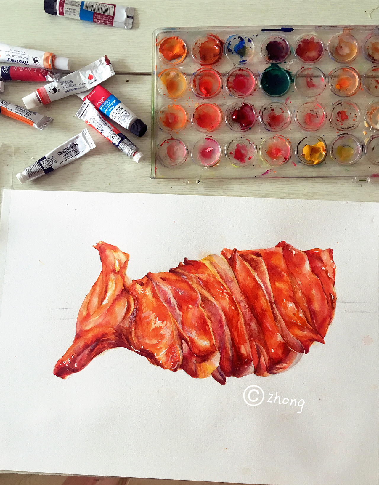 水彩 原创 烤羊腿_钟子画水彩-站酷zcool