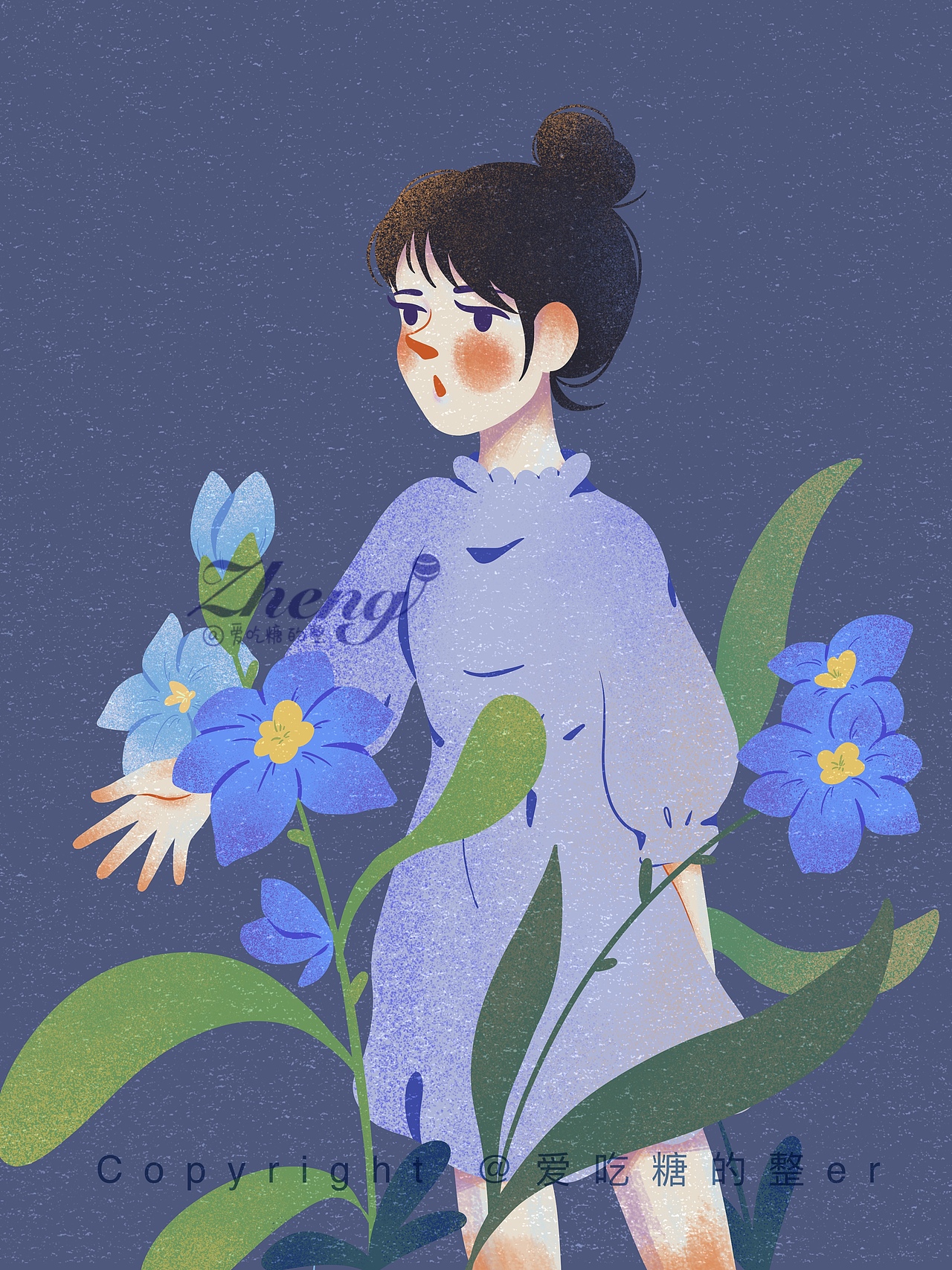 三月花季少女系列插画