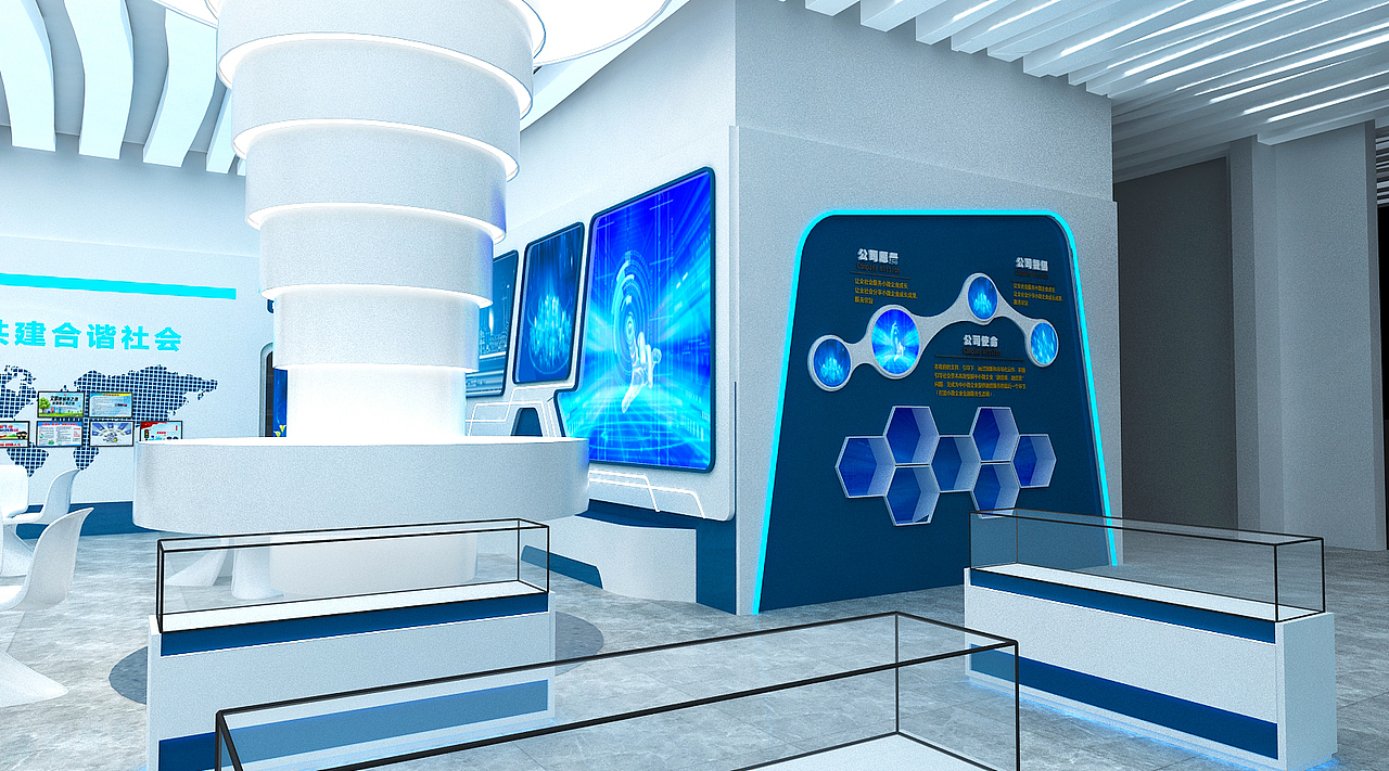 前锋公司企业科技展厅设计3D效果图（图ZMjAwNTYwMDg4） - 场景 - 站酷设计师3D设计师NG男原创素材 - 站酷ZCOOL