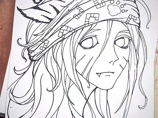 彩铅线描风格插画人物头像手绘创作一组