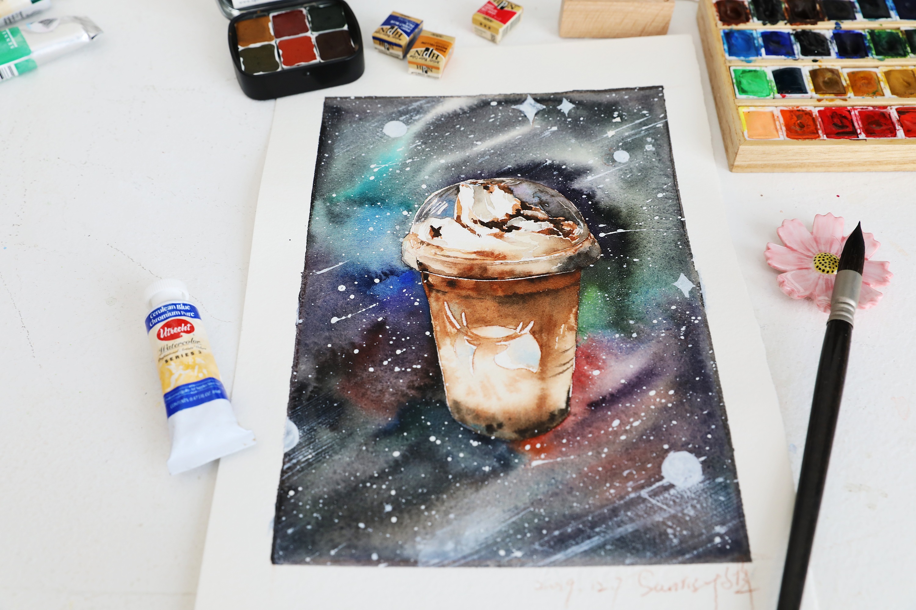 水彩插画|瑞幸咖啡