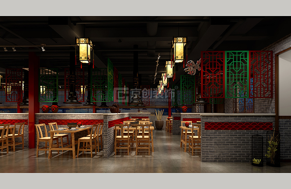 郑州老北京炙子烤肉店设计装修-京创装饰设计公司