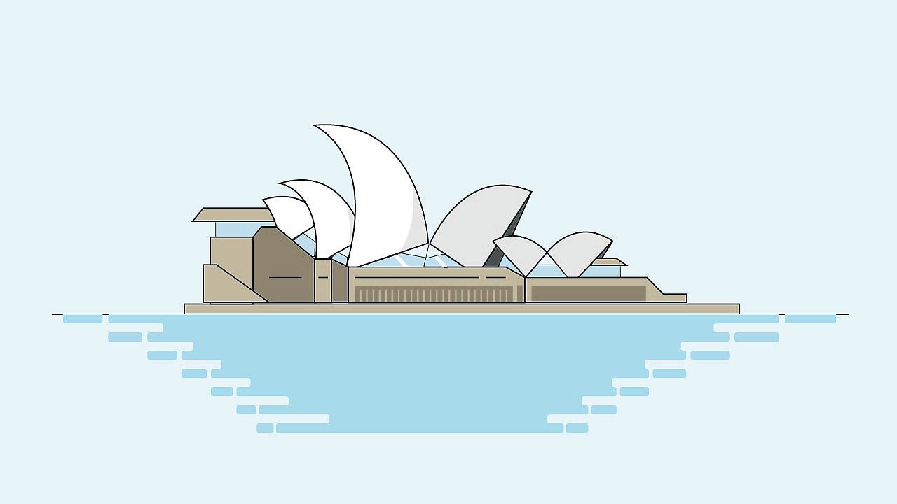 AI钢笔练习-悉尼歌剧院-立体海洋帆船