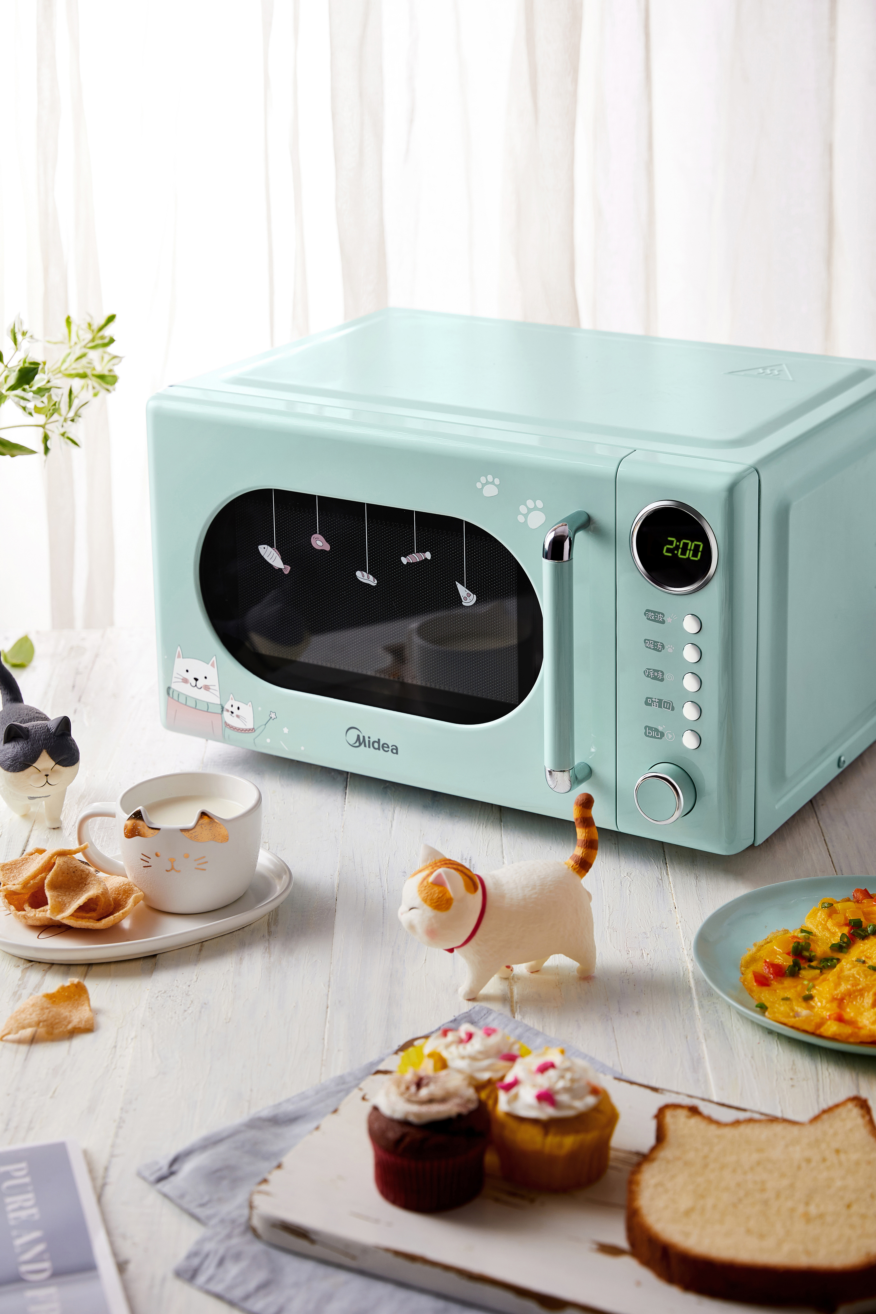 美的猫猫微波炉文描|撸猫,干饭,真香