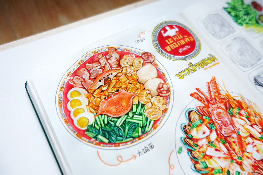 【大碗面】不但碗大,而且配料也是大大份,里面有大大粒的猪肉丸、鸡蛋、卤猪肉、鸡肉块、云吞、酿蟹钳和青菜。