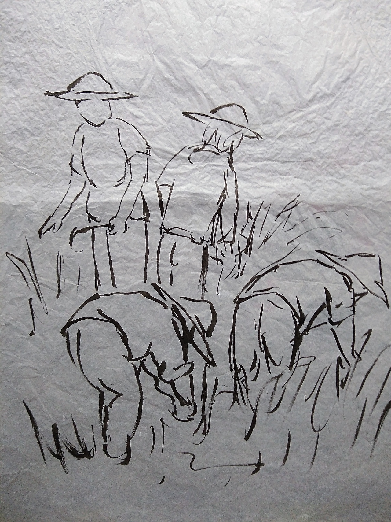 人犁字画,速写.