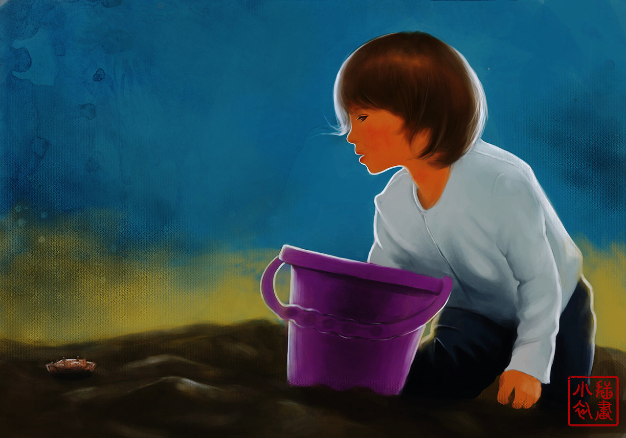 《童年》——小初（图ZMTE3MTM2MjQ=） - 商业插画 - 站酷设计师小初插画原创素材 - 站酷ZCOOL