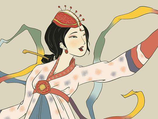 《歌舞鼓乐》——浮世绘风格的朝鲜族女孩