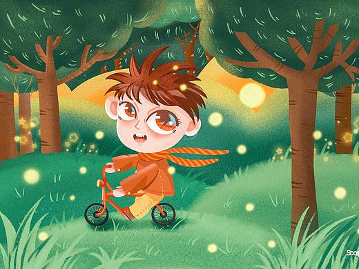 纪念儿子学会骑自行车，五周岁余二月（个人主页-ZNDUzODc1OTY=） - 儿童插画 - 站酷设计师游泳的翅膀原创素材 - 站酷ZCOOL