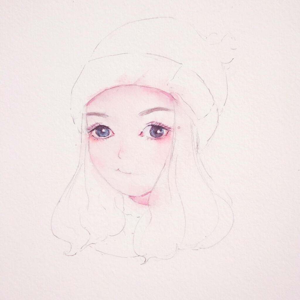 水彩卡通肖像过程