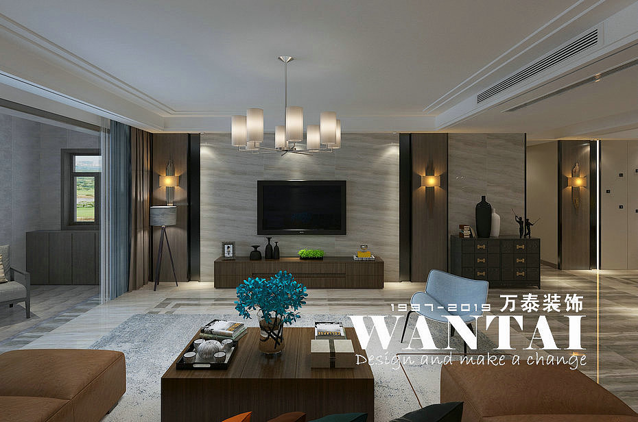 泰安国山墅 198 m² 大平层港式轻奢装修效果图—牛嘉伟