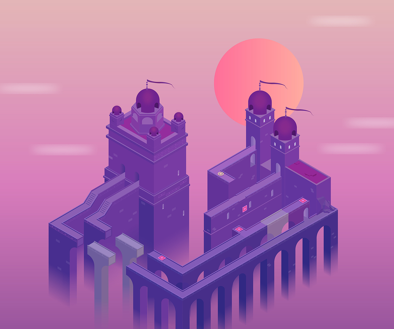 纪念碑谷2.5d插画练习