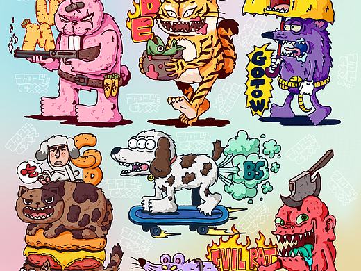 潮流怪兽贴纸图案