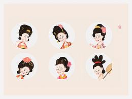 原创古风插画(簪花仕女图)