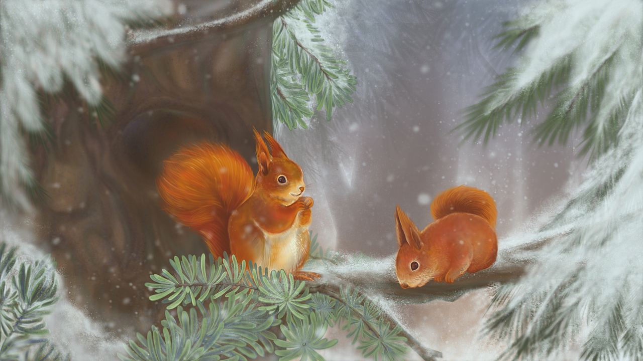 松树过冬,树洞里全是零嘴儿~我想象的。